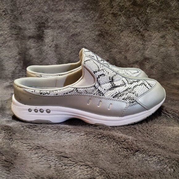 Easy Spirit Traveltime Mule Slip On Clog Mule Silver/Snakeskin Women's 9.5W - Picture 1 of 12